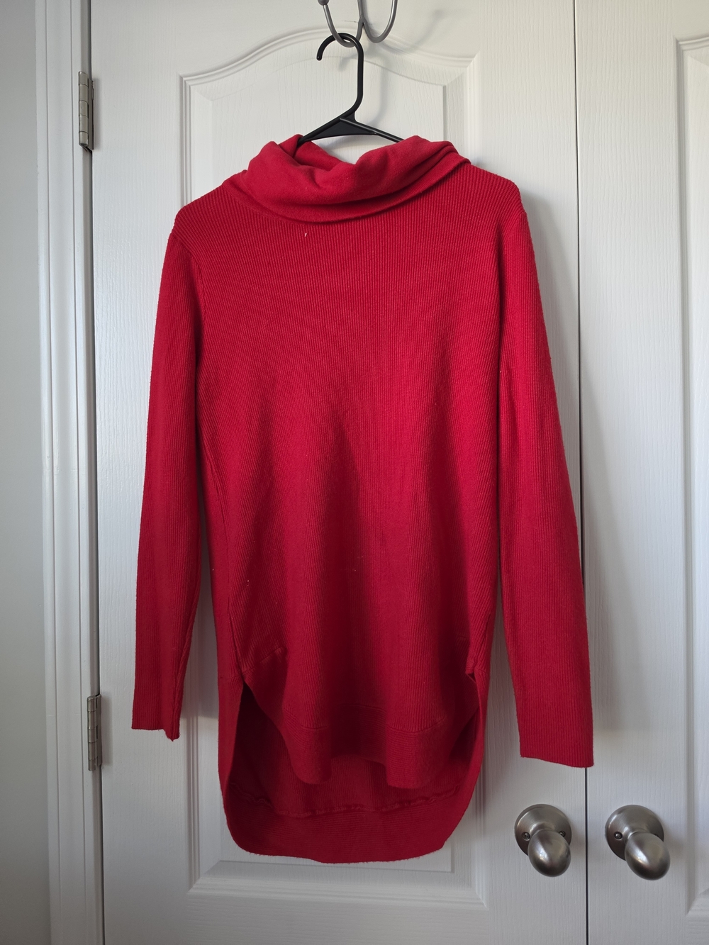 Cyrus Bright Red Cowl Neck Tunic Sweater